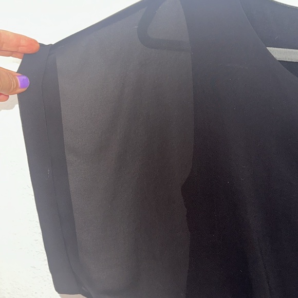 Black Joseph A blouse size medium cotton tank with sheer lining fabric - Picture 2 of 9